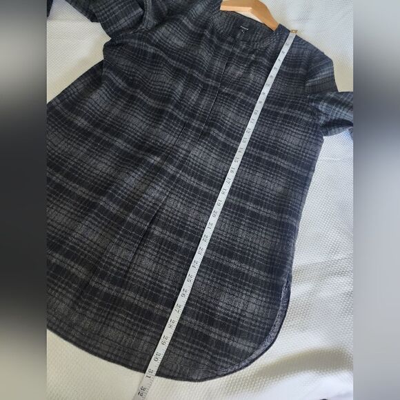 Theory wool popover shirt Orvinio Avalon plaid checkered tunic side pockets - Picture 3 of 15